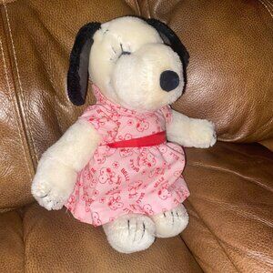 Vintage 1958 Peanuts Snoopy Sister Plush With Pink Belle Dress
